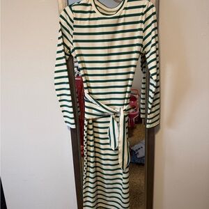 Striped Green and White Long Sleeve Dress